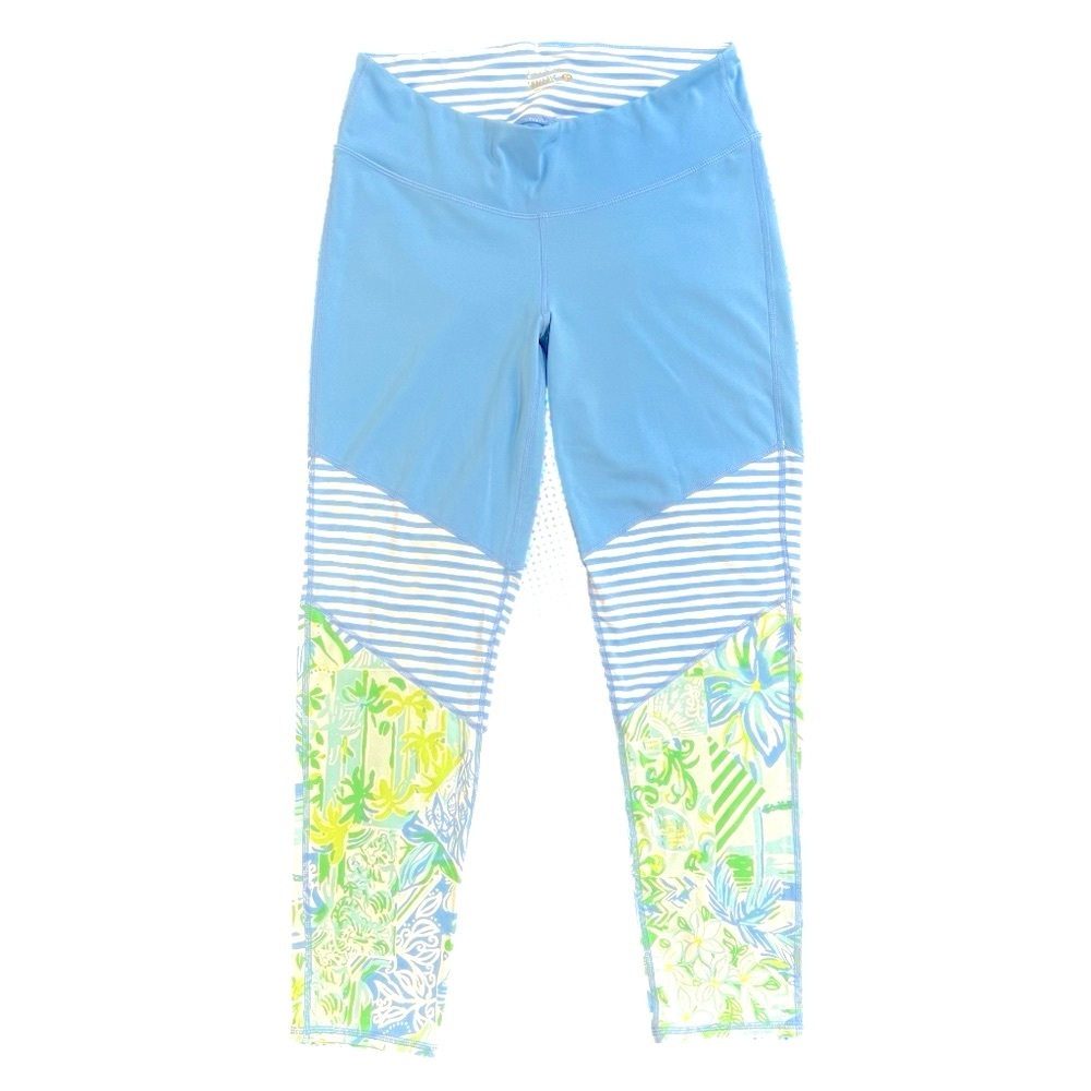 Lilly Pulitzer Weekender Luxletic Midi Legging Whisper Blue Beach Happy Size M